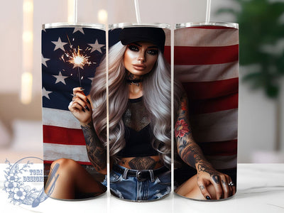 Patriotic Woman American Flag Tumbler Wrap, American Flag Tumbler Wrap, USA Pride Tumbler, 20oz Tumbler Sublimation, Fourth of July Tumbler, Digital Tumbler Wrap, Independence Day Tumbler Sublimation ToriDesigns 