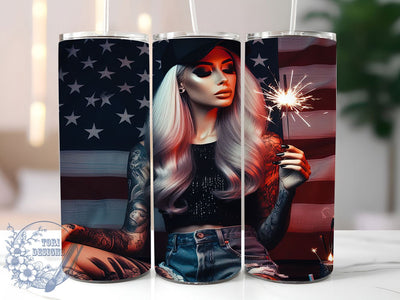 Patriotic Woman American Flag Tumbler Wrap, American Flag Tumbler Wrap, USA Pride Tumbler, 20oz Tumbler Sublimation, Fourth of July Tumbler, Digital Tumbler Wrap, Independence Day Tumbler Sublimation ToriDesigns 