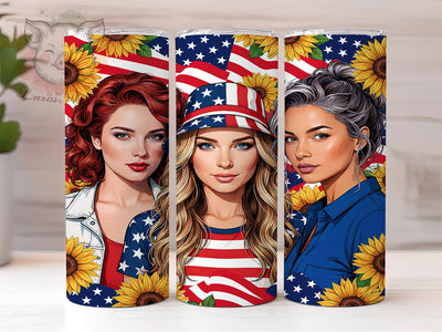 Patriotic Women Art 20oz Tumbler, Patriotic Women, 4th of July, Stylized Illustration, American Theme, Bold Design, Skinny Tumbler, Sublimation PNG Sublimation Lara' s Designs 