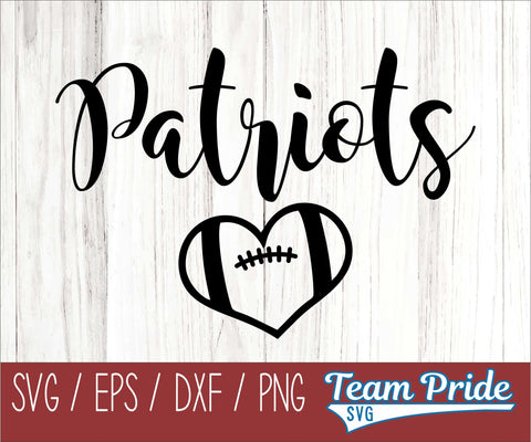 Patriots Football Heart SVG Digital Download Printable - SVG, EPS, DXF, PNG SVG Team Pride SVG 