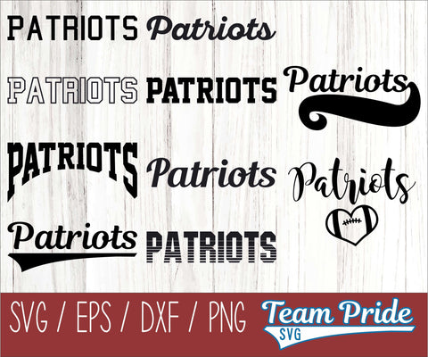 Patriots SVG Bundle Digital Download Printable - SVG, EPS, DXF, PNG SVG Team Pride SVG 
