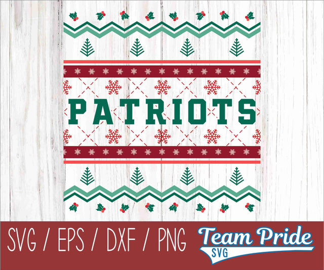 Patriots Ugly Christmas Sweater Festive Holiday Design SVG, EPS, DXF, PNG SVG Team Pride SVG 