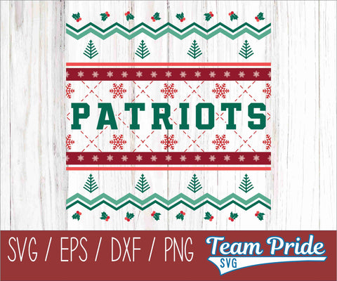 Patriots Ugly Christmas Sweater Festive Holiday Design SVG, EPS, DXF, PNG SVG Team Pride SVG 
