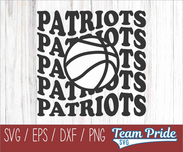 Patriots Vintage Wave Basketball SVG Digital Download Printable - SVG, EPS, DXF, PNG SVG Team Pride SVG 