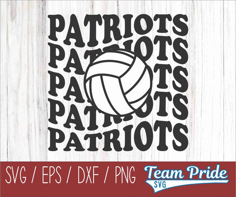 Patriots Volleyball Retro Wave SVG Digital Download Printable - SVG, EPS, DXF, PNG SVG Team Pride SVG 