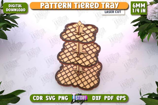 Pattern Tiered Tray | Round Stand | Kitchen | Dessert Tiered Tray | CNC File SVG The T Store Design 