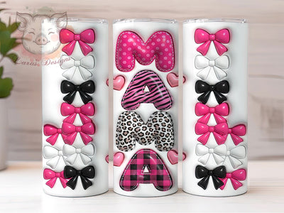 Patterned MAMA Puffy Bows 20oz Tumbler, Patterned Mama, Mama Puffy Bows, Puffy Bows, Mama Tumbler, 20oz Tumbler, Bow Tumbler, Tumbler Wrap Sublimation Lara' s Designs 
