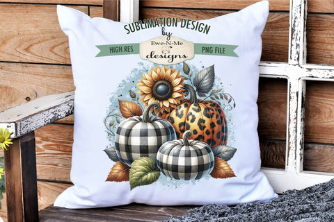 Patterned Pumpkins and Sunflowers Sublimation Designs | Fall PNG Sublimation Ewe-N-Me Designs 