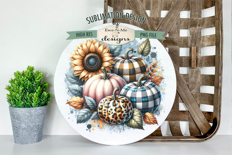 Patterned Pumpkins and Sunflowers Sublimation Designs | Fall PNG Sublimation Ewe-N-Me Designs 