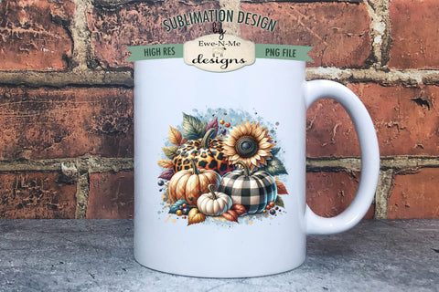 Patterned Pumpkins and Sunflowers Sublimation Designs | Fall PNG Sublimation Ewe-N-Me Designs 