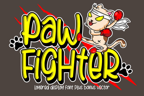 Paw Fighter - Layered Display Font Font Mozzatype 