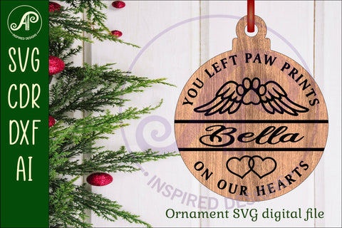 Paw memorial Christmas Ornament SVG laser cut SVG APInspireddesigns 