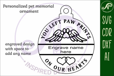 Paw memorial Christmas Ornament SVG laser cut SVG APInspireddesigns 