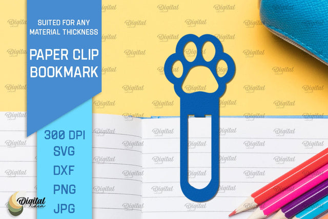 Paw Paper Clip Bookmark. Bookmark Clip Template SVG SVG Evgenyia Guschina 