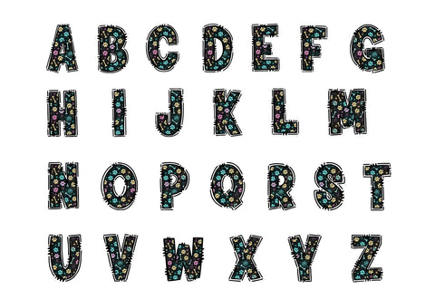 Paw Print Alphabet PNG, Dog Bone Doodle Letters Sublimation BijouBay 