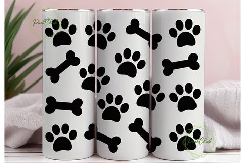 Paw Print & Bone 20oz Tumbler Sublimation PixelChick 