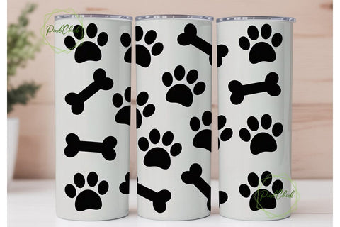 Paw Print & Bone 20oz Tumbler Sublimation PixelChick 