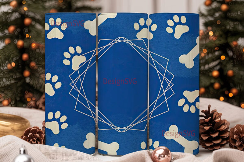 Paw Print & Bone 20oz Tumbler Wrap Sublimation DesignSVG 