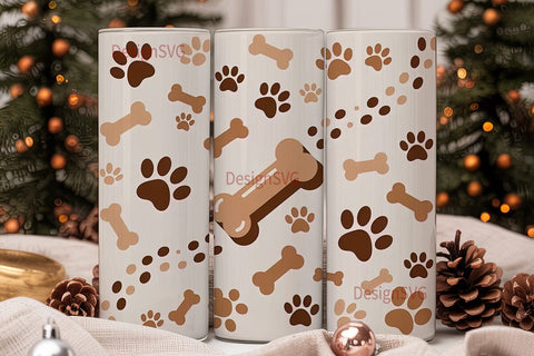 Paw Print & Bone 20oz Tumbler Wrap Sublimation DesignSVG 