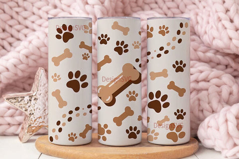 Paw Print & Bone 20oz Tumbler Wrap Sublimation DesignSVG 