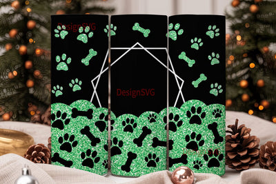 Paw Print & Bone Glitter 20oz Tumbler Sublimation DesignSVG 