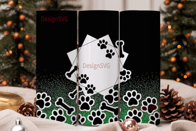 Paw Print & Bone Glitter 20oz Tumbler Sublimation DesignSVG 