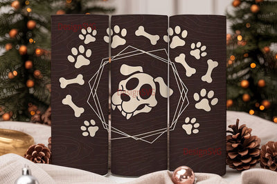 Paw Print & Bone Wood 20oz Tumbler Wrap Sublimation DesignSVG 