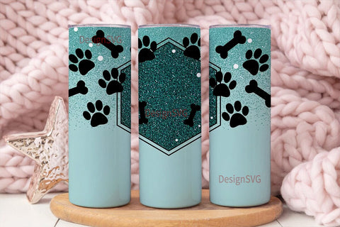 Paw Print Glitter 20oz Tumbler Wrap Sublimation DesignSVG 