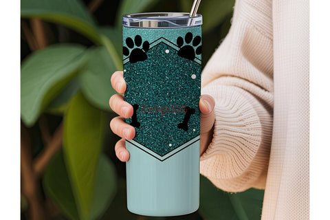 Paw Print Glitter 20oz Tumbler Wrap Sublimation DesignSVG 