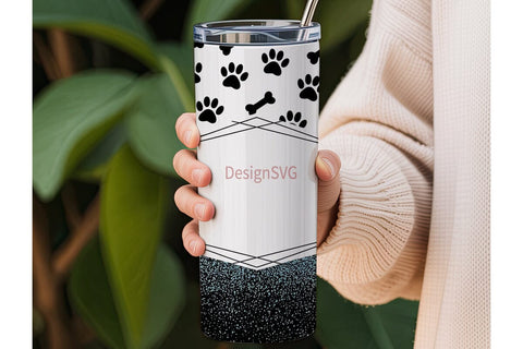 Paw Print Glitter 20oz Tumbler Wrap Sublimation DesignSVG 
