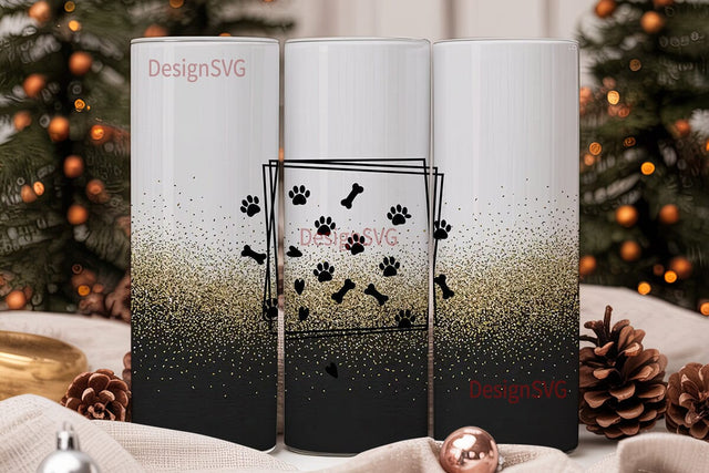 Paw Print Glitter 20oz Tumbler Wrap Sublimation DesignSVG 