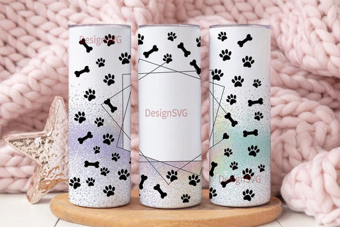 Paw Print Glitter 20oz Tumbler Wrap Sublimation DesignSVG 