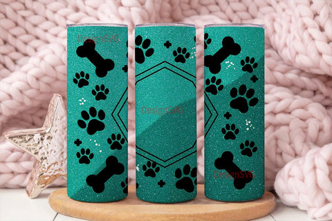 Paw Print Glitter 20oz Tumbler Wrap Sublimation DesignSVG 