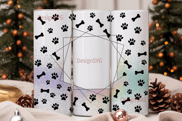 Paw Print Glitter 20oz Tumbler Wrap Sublimation DesignSVG 