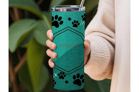 Paw Print Glitter 20oz Tumbler Wrap Sublimation DesignSVG 
