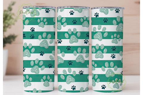 Paw Print Glitter 20oz Tumbler Wrap Sublimation PixelChick 