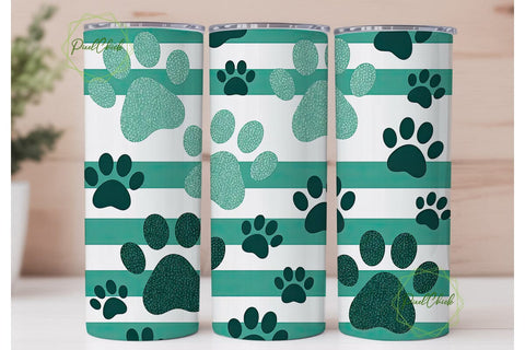 Paw Print Glitter 20oz Tumbler Wrap Sublimation PixelChick 