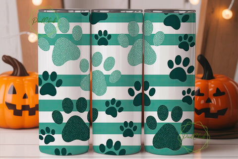 Paw Print Glitter 20oz Tumbler Wrap Sublimation PixelChick 