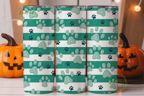 Paw Print Glitter 20oz Tumbler Wrap Sublimation PixelChick 