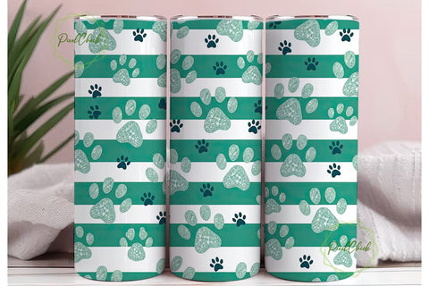 Paw Print Glitter 20oz Tumbler Wrap Sublimation PixelChick 