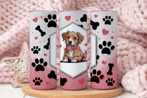 Paw Print Glitter Dog 20oz Tumbler Sublimation DesignSVG 