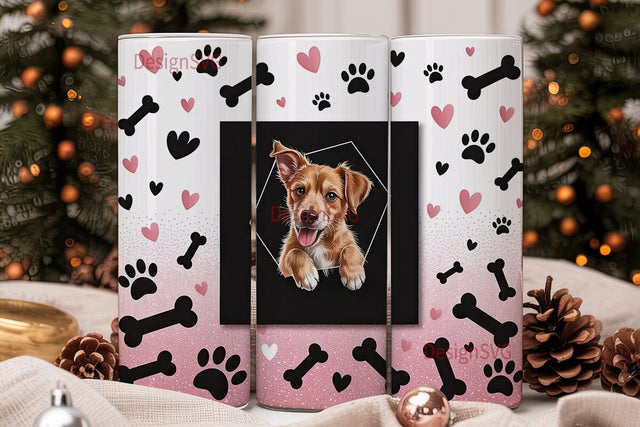 Paw Print Glitter Dog 20oz Tumbler Sublimation DesignSVG 