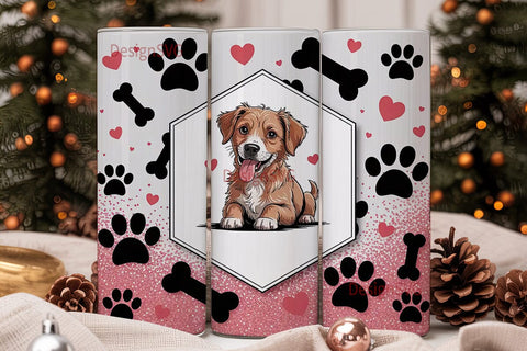 Paw Print Glitter Dog 20oz Tumbler Sublimation DesignSVG 