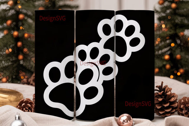 Paw Print Heart 20oz Tumbler Wrap Sublimation DesignSVG 