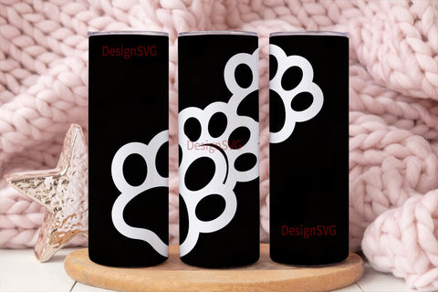 Paw Print Heart 20oz Tumbler Wrap Sublimation DesignSVG 