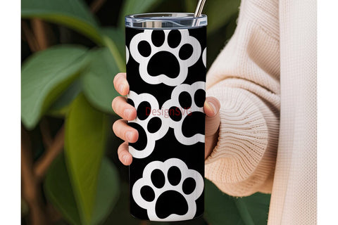 Paw Print Heart 20oz Tumbler Wrap Sublimation DesignSVG 