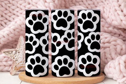Paw Print Heart 20oz Tumbler Wrap Sublimation DesignSVG 