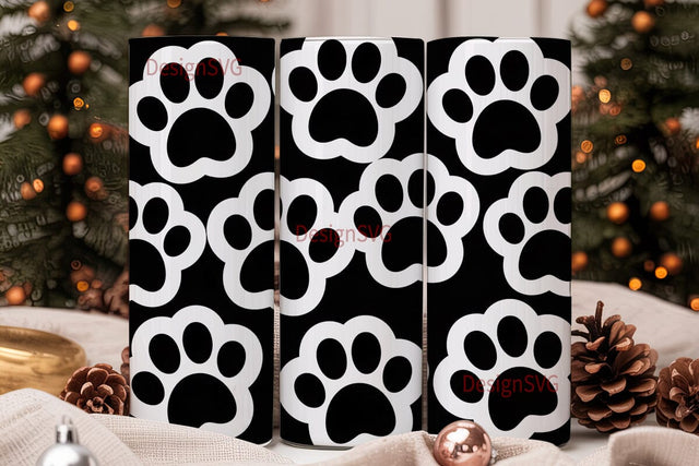 Paw Print Heart 20oz Tumbler Wrap Sublimation DesignSVG 