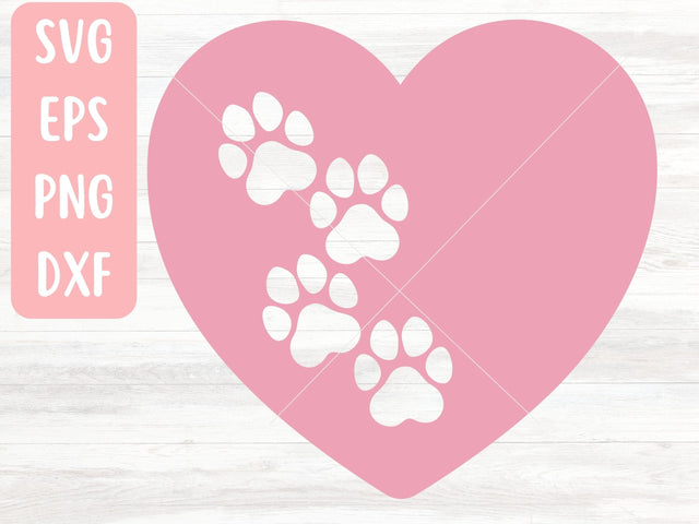 Paw Print Heart SVG File for Cricut or Silhouette SVG Apple Grove Designs 