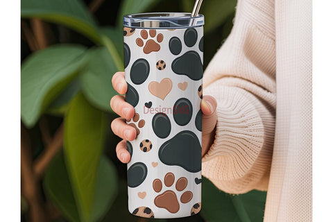 Paw Print & Leopard 20oz Tumbler Wrap Sublimation DesignSVG 